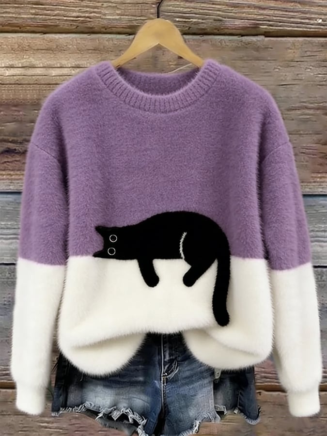 Edla – Oversized tröja med kattmotiv