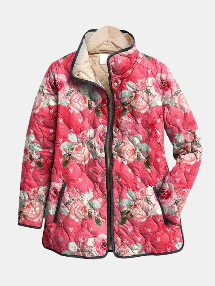 Greta – Quiltad jacka med blomtryck