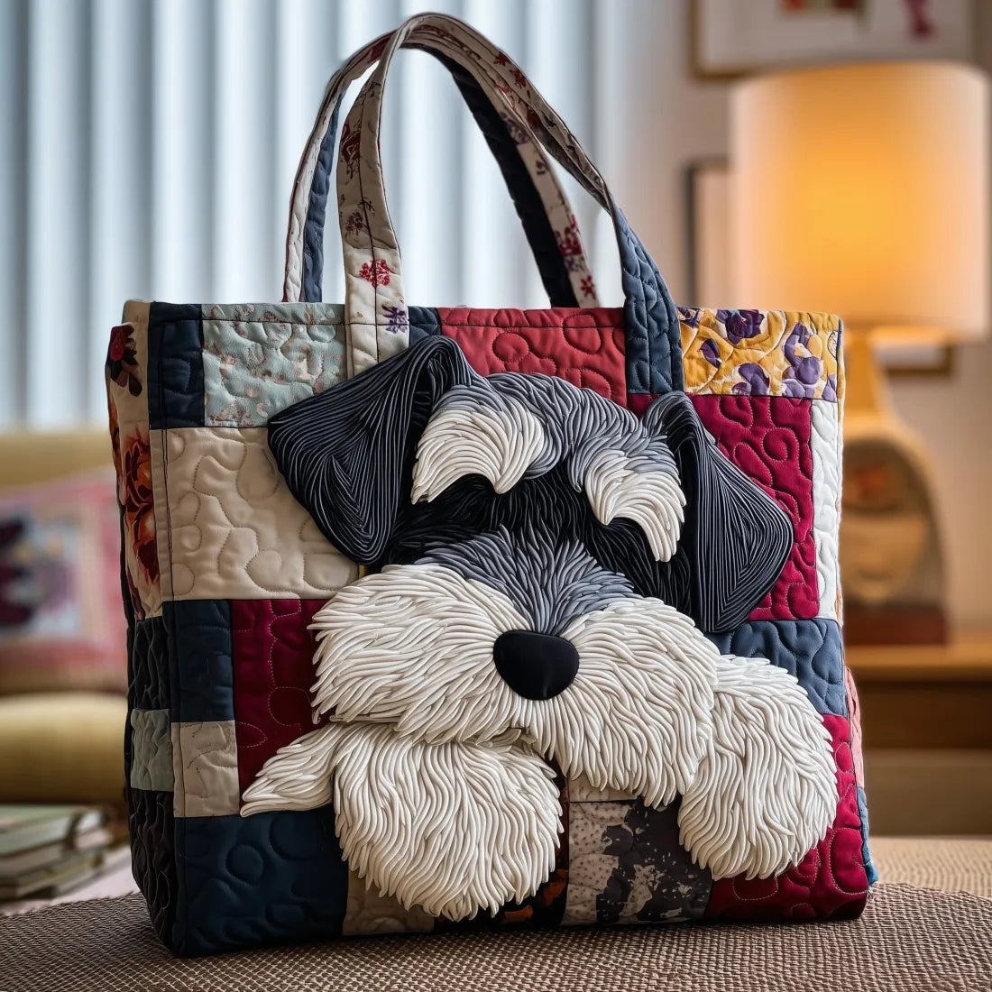 Annika – Quiltad toteväska med schnauzermotiv