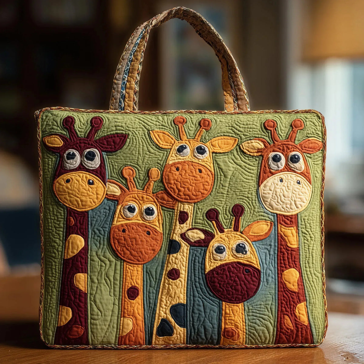 Barbro – Quiltad väska med giraffmotiv