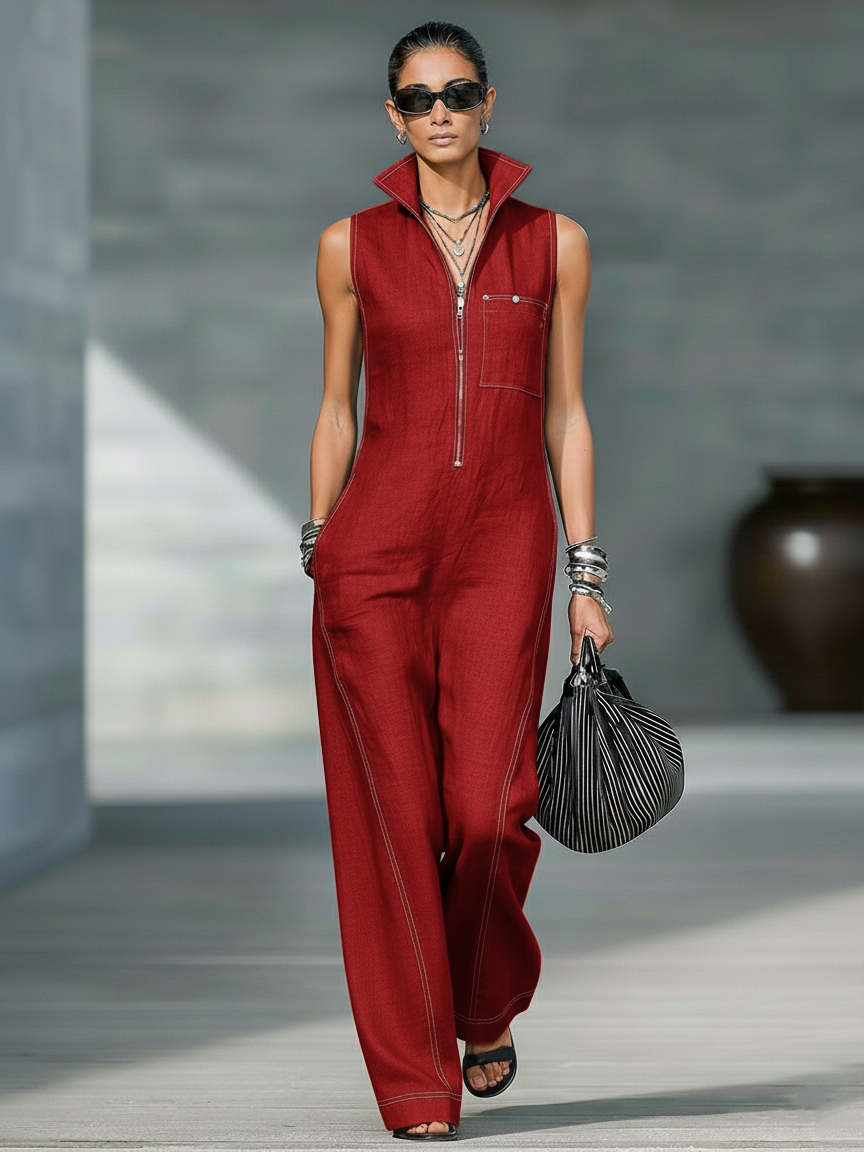 Lena – Ärmlös jumpsuit med vida ben