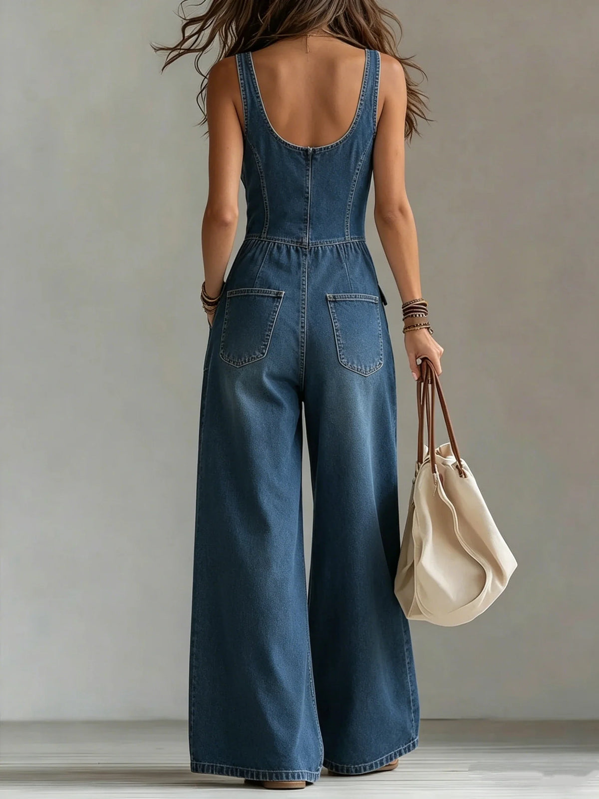 Britta – Jumpsuit i denim med vida ben