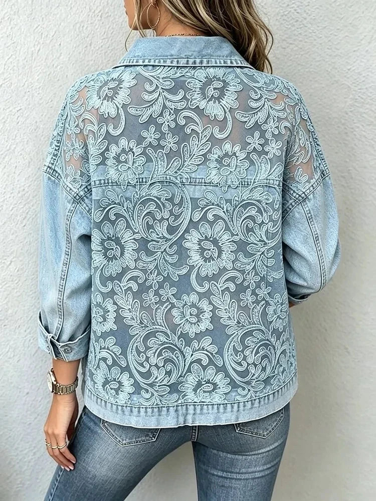 Vilhelmina – Denimjacka med spetsdetaljer