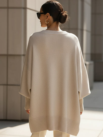 Monica – Oversized stickad tröja med fladderfasong