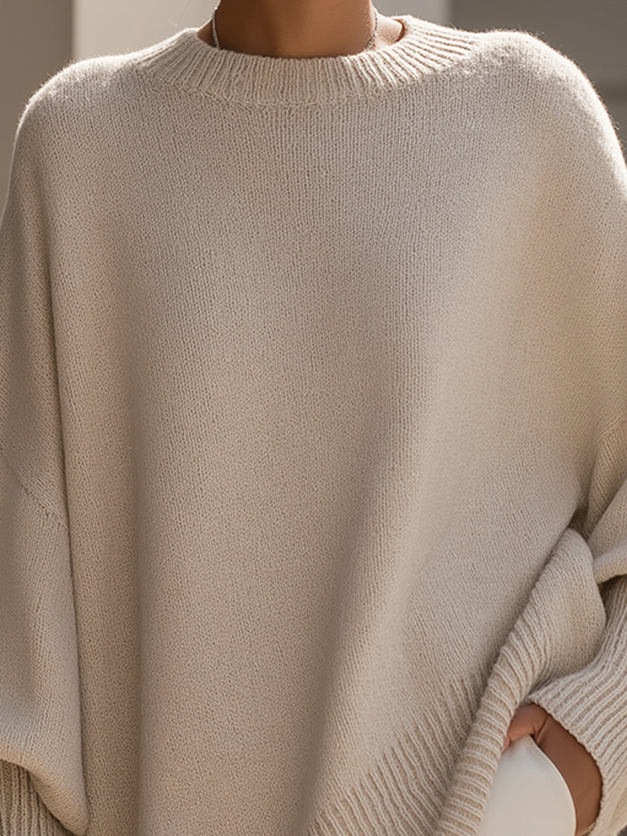 Monica – Oversized stickad tröja med fladderfasong