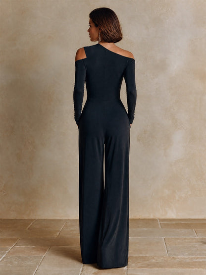 Elida – Asymmetrisk jumpsuit med vida ben