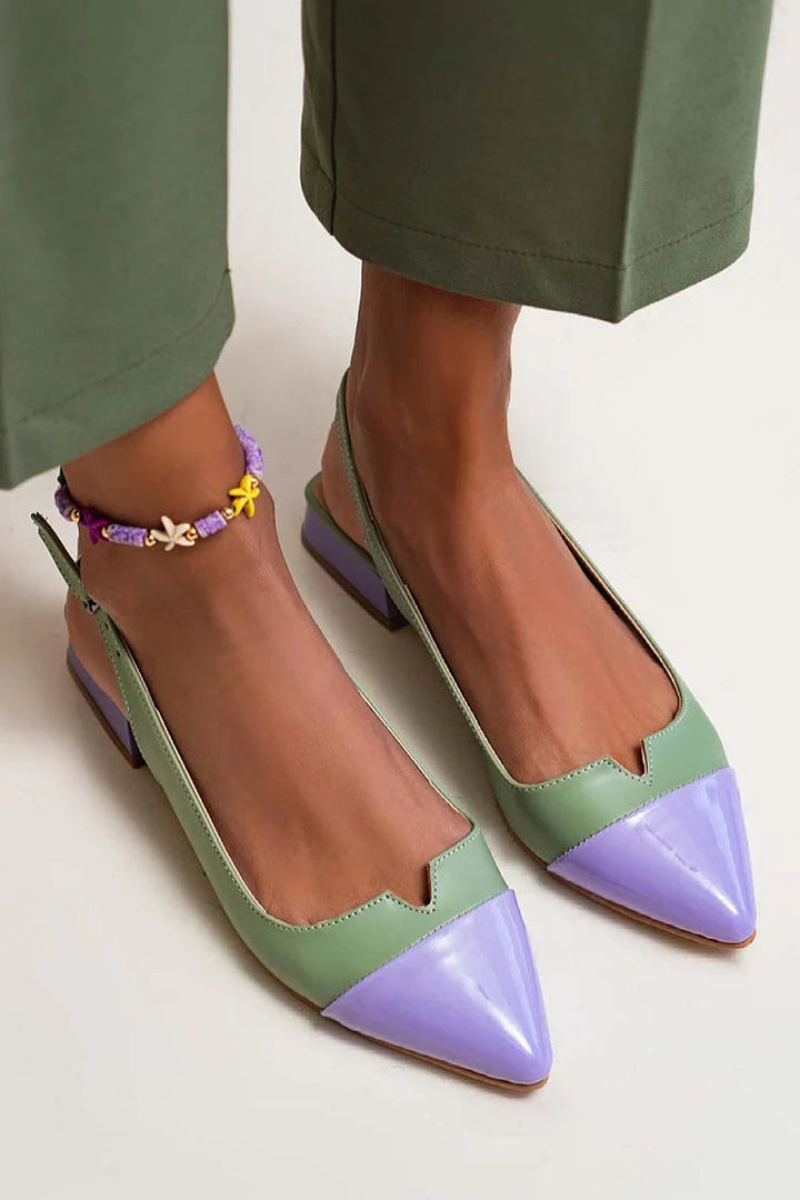 Alva – Spetsig slingback-ballerina med color block