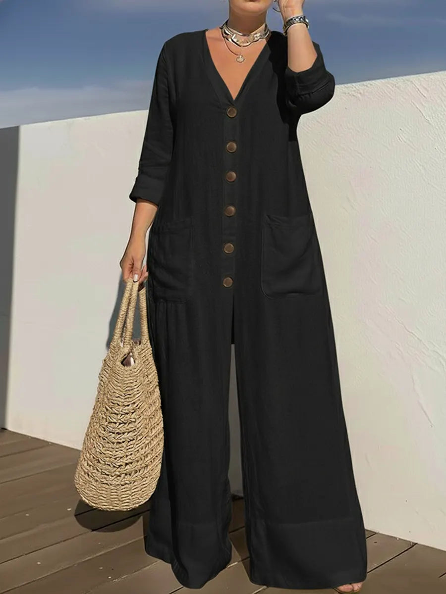 Alma – Avslappnad jumpsuit i linneblandning