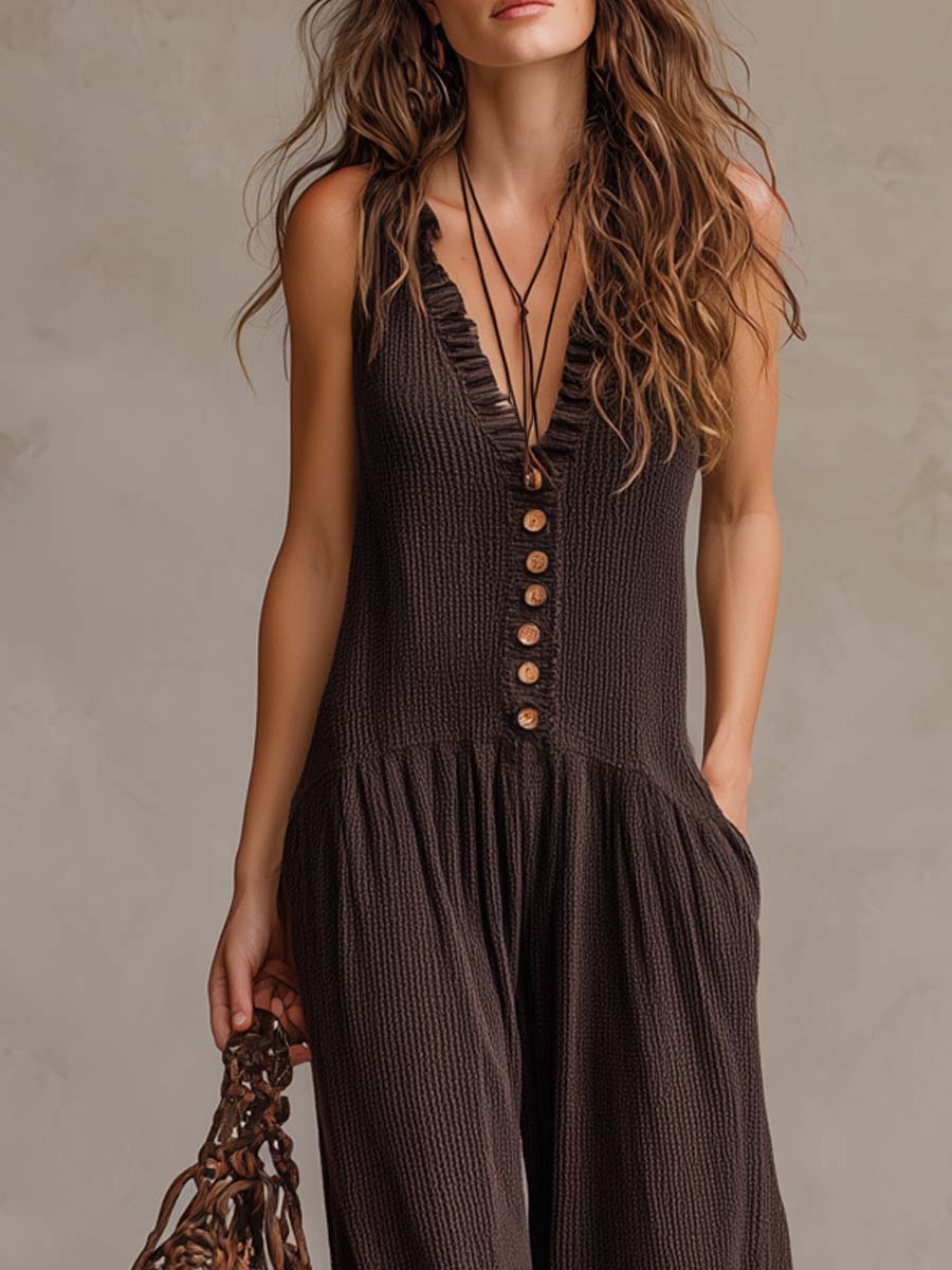 Ylva – Ledig jumpsuit med volangdetaljer