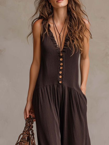 Ylva – Ledig jumpsuit med volangdetaljer