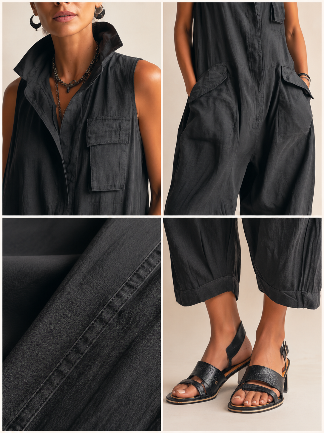 Sonja – Ledig jumpsuit med stora fickor