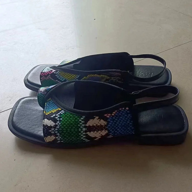 Sigrid – Platta slingback-sandaler med fyrkantig tå