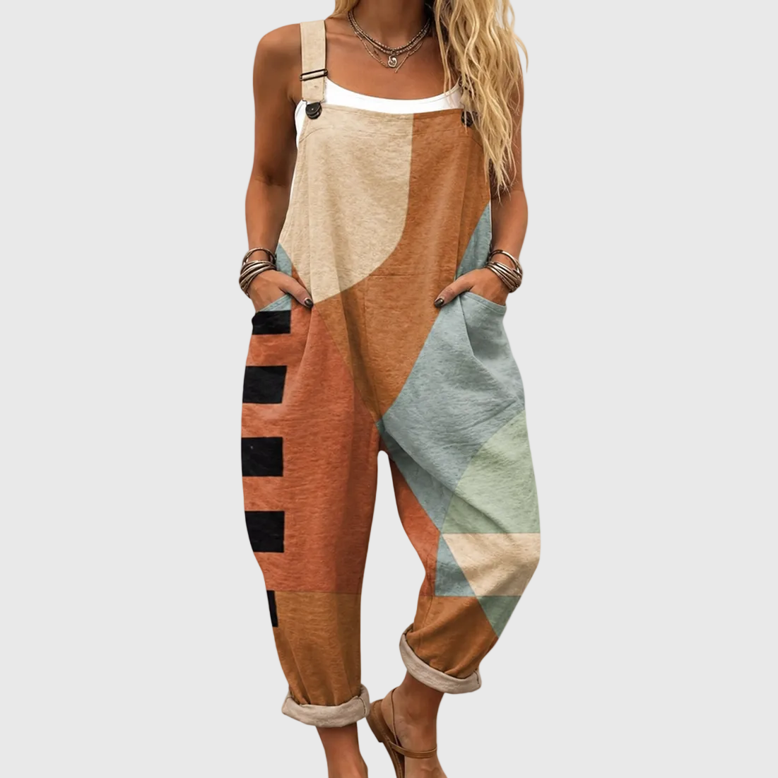 Hanna – Avslappnad jumpsuit med geometriskt mönster
