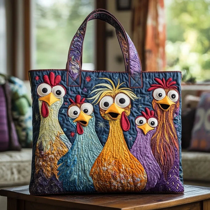 Alva – Quiltad toteväska med hönor