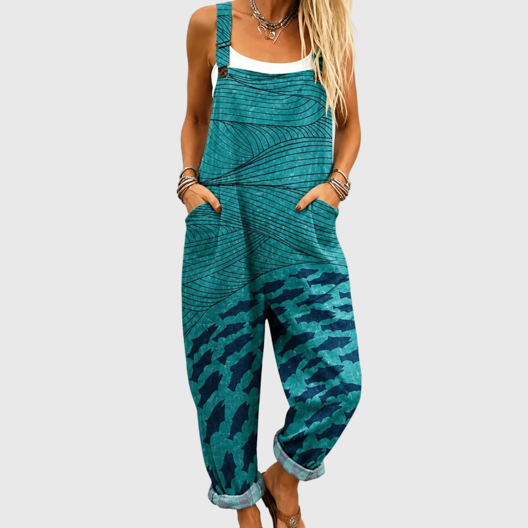 Svea – Avslappnad jumpsuit med grafiskt havsmönster