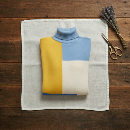 Jofrid – Stickad polotröja med colour block