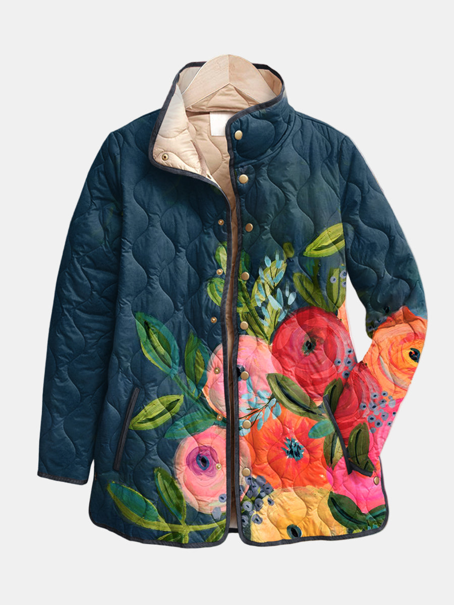 Sonja – Quiltad jacka med blommigt mönster