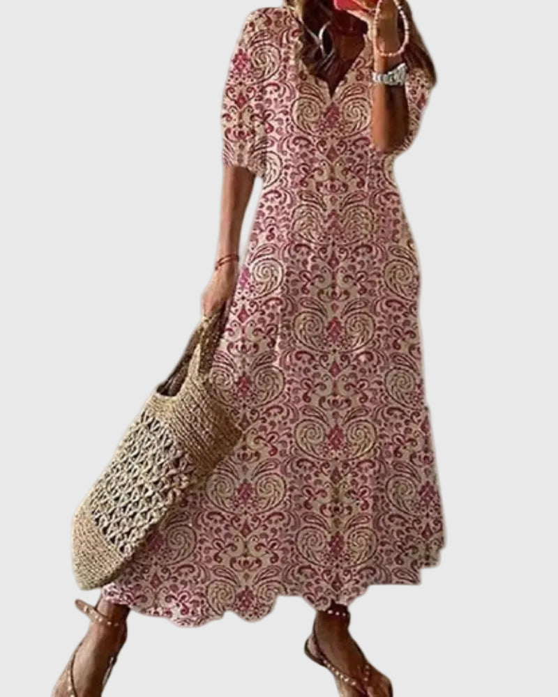 Signe – Boho vintage sommarmaxiklänning