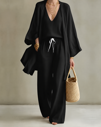 Rigmor – Elegant tredelsset med vida byxor