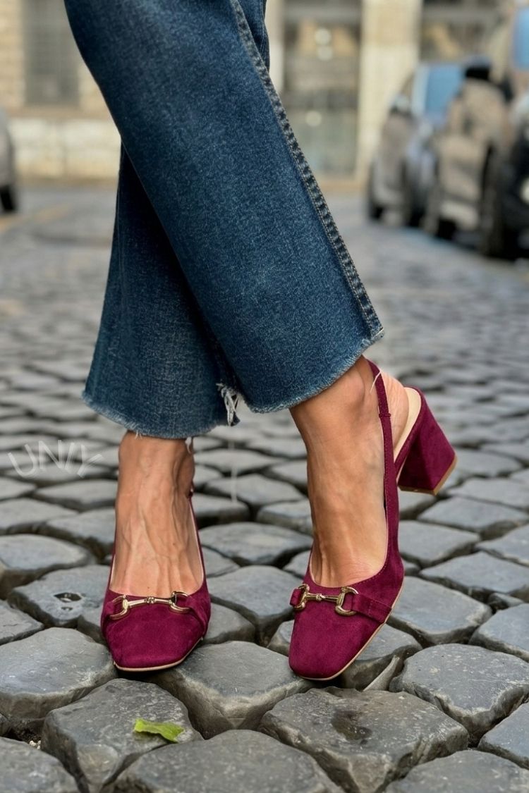 Majken – Slingback med blockklack i mocka