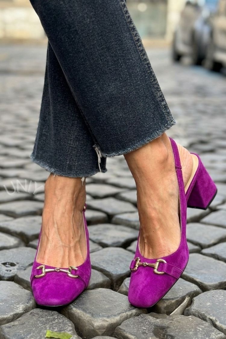 Majken – Slingback med blockklack i mocka