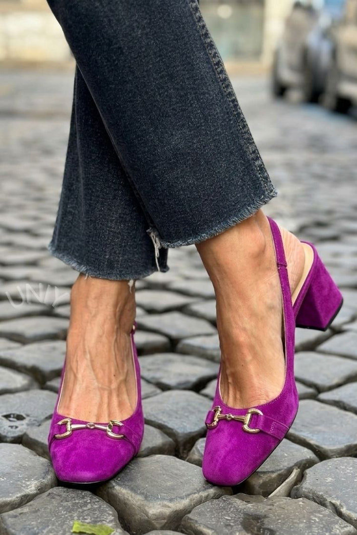Majken – Slingback med blockklack i mocka