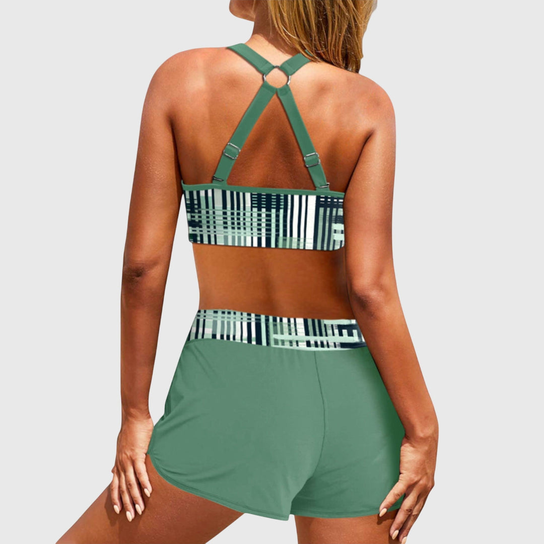 Asta – Bikini med shorts och mönstrad topp