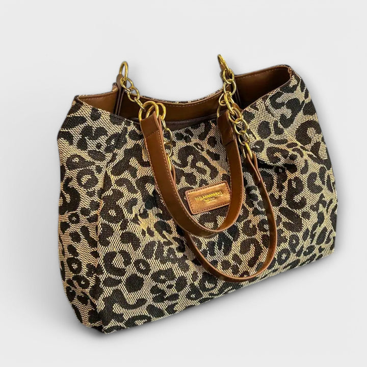 Linnea – Leopardmönstrad canvastoteväska