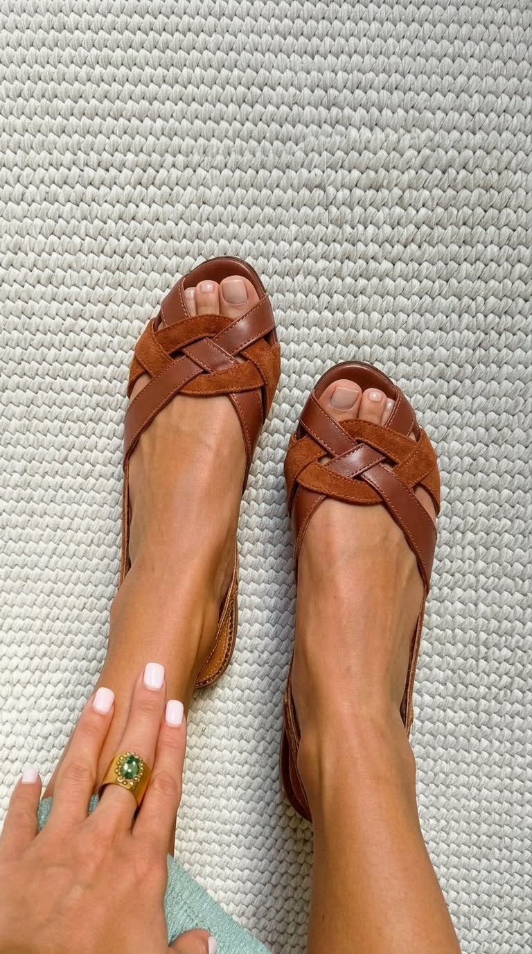 Eva – Flätade slingback-sandaler med öppen tå