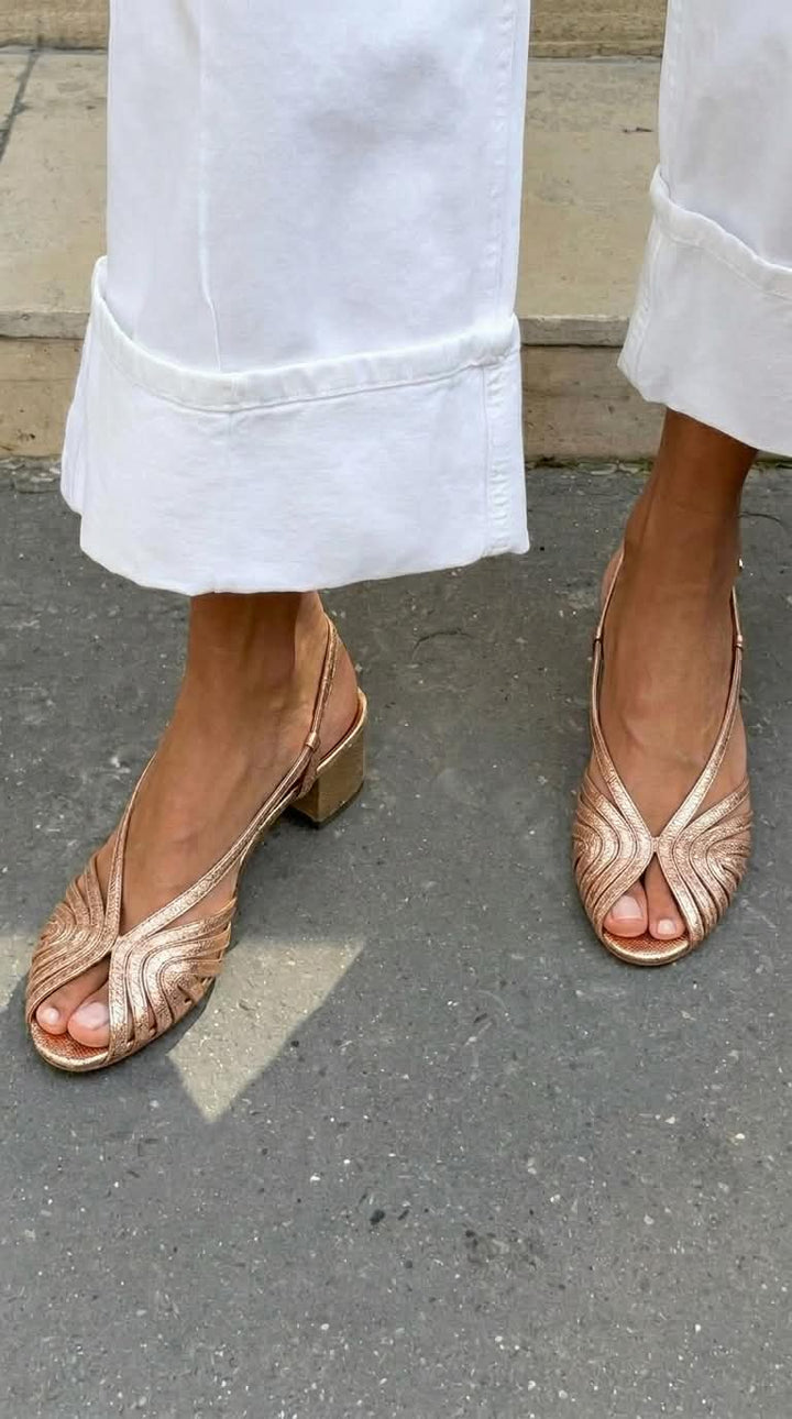 Birgitta – Slingback-sandaler med blockklack och peep toe