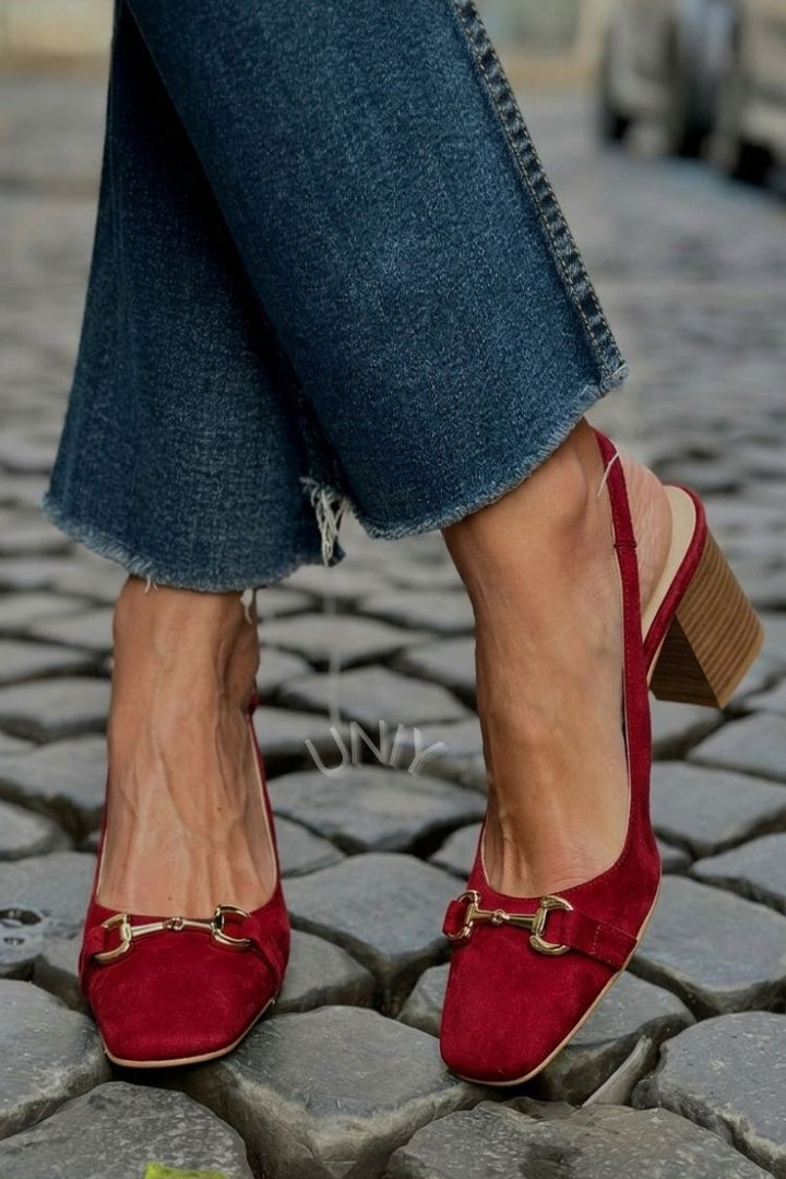 Majken – Slingback med blockklack i mocka