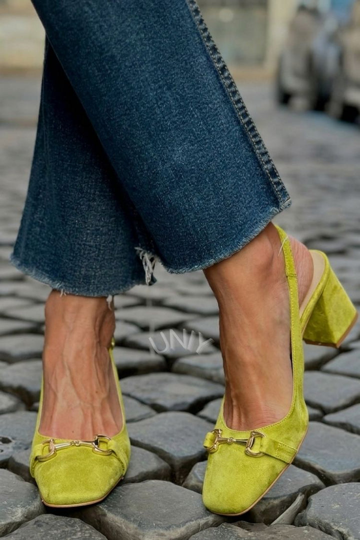 Majken – Slingback med blockklack i mocka