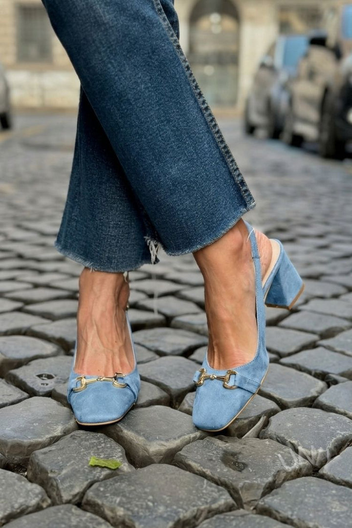 Majken – Slingback med blockklack i mocka