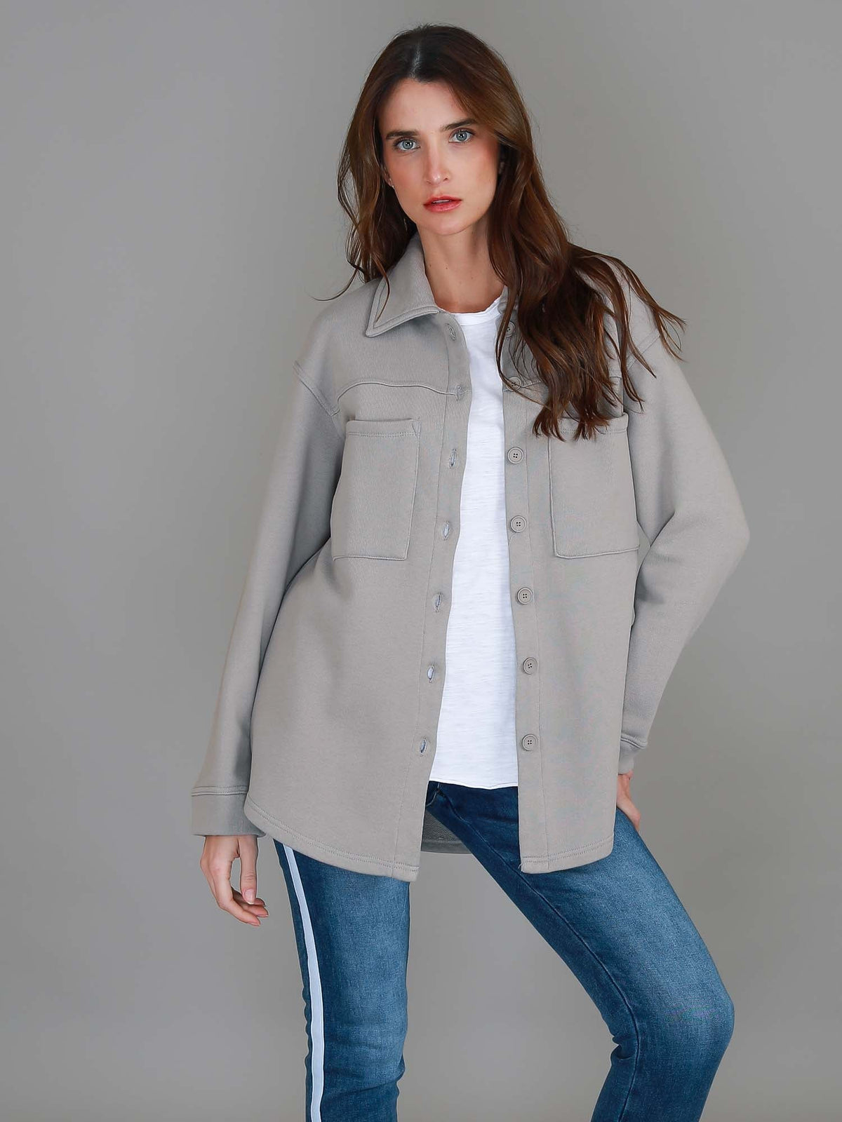 Monica – Oversize skjortjacka med knappar
