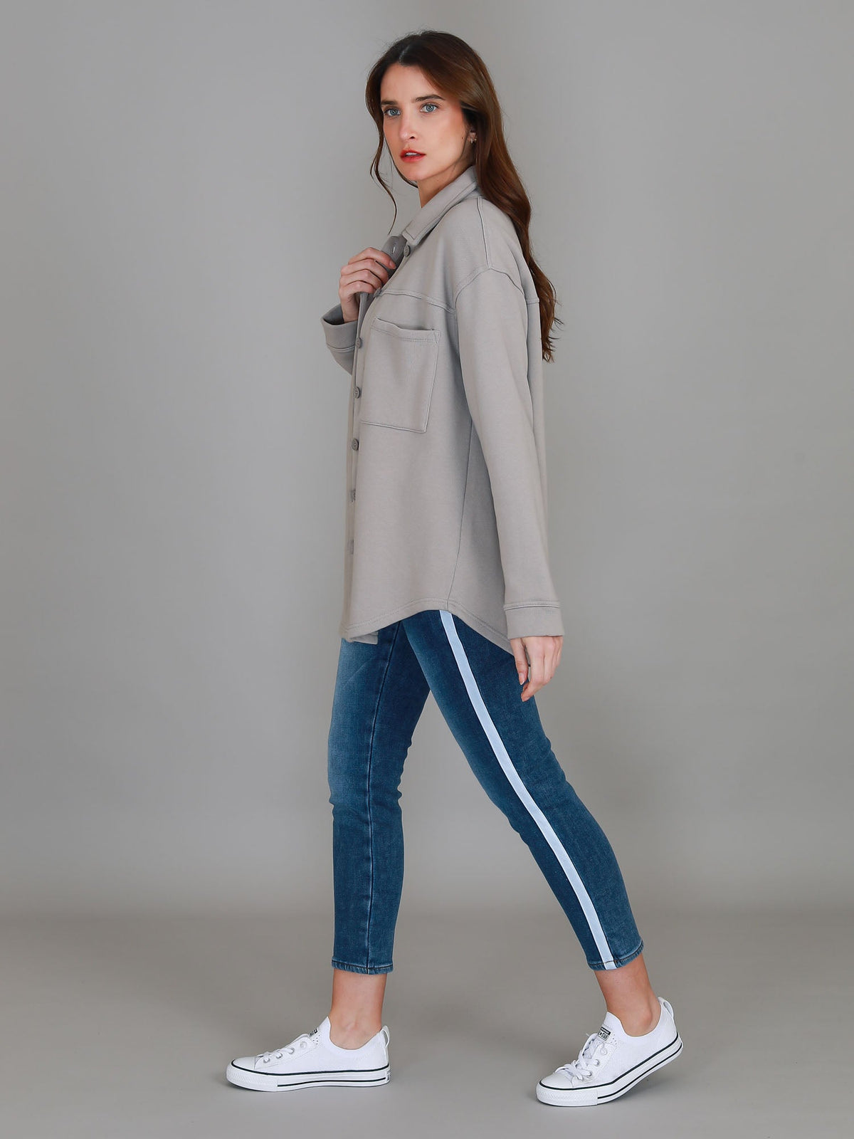 Monica – Oversize skjortjacka med knappar