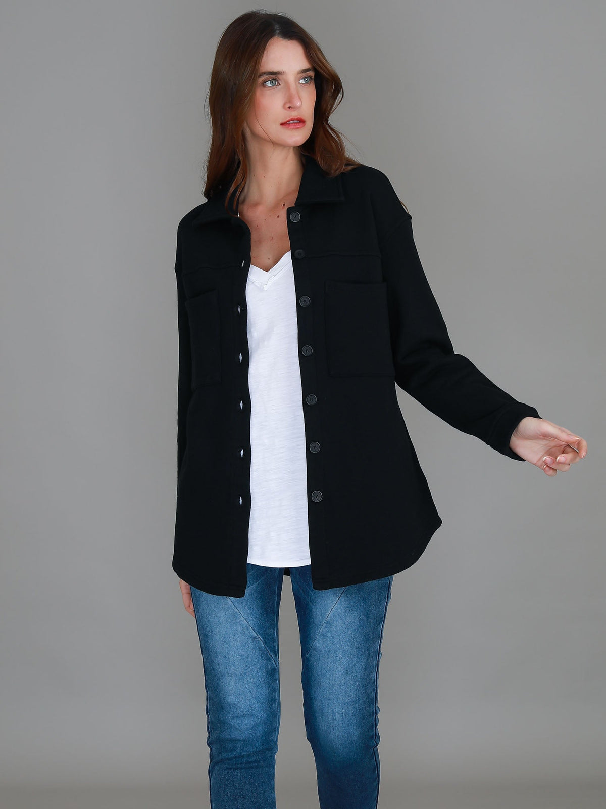 Monica – Oversize skjortjacka med knappar