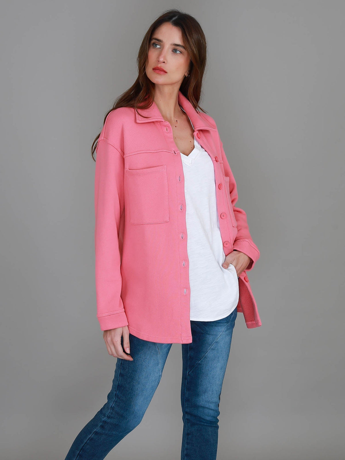 Monica – Oversize skjortjacka med knappar