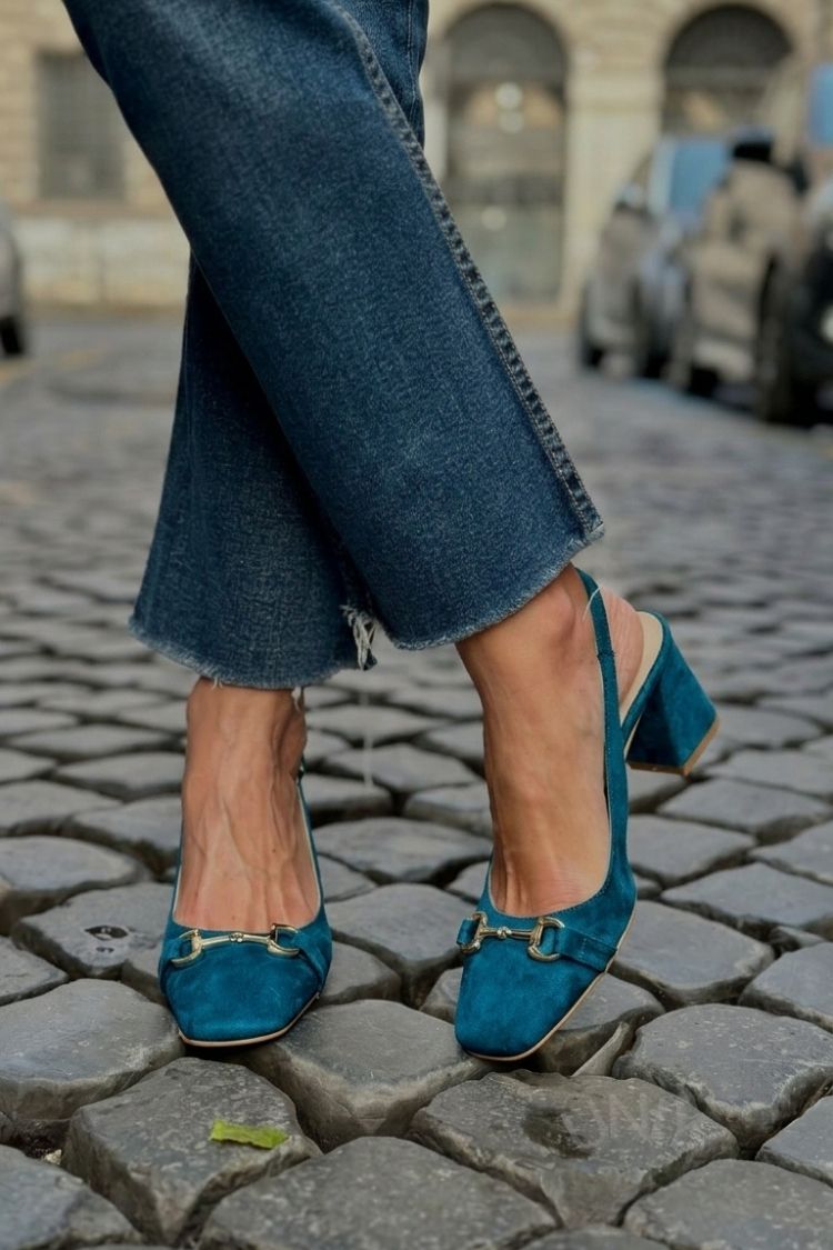 Majken – Slingback med blockklack i mocka