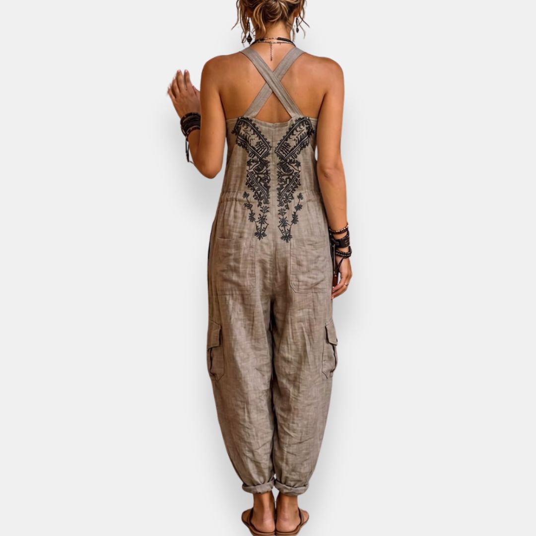 Tove – Bohemisk overall med broderad detalj