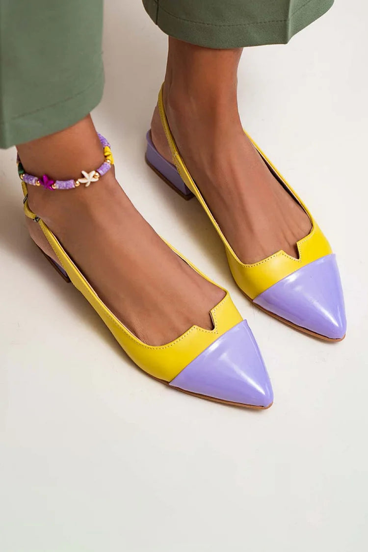 Alva – Spetsig slingback-ballerina med color block