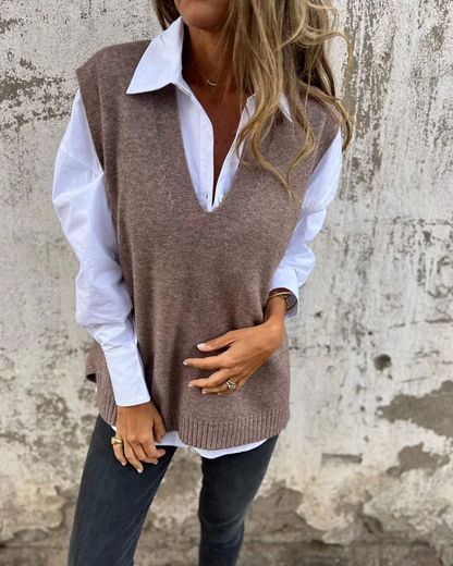 Klara – Mjuk stickad väst för lagerlook