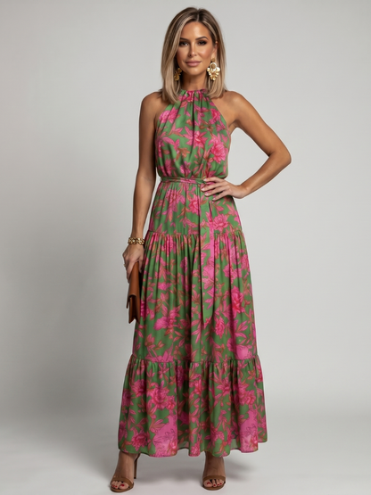 Rebecka – Draperad halter midi-klänning