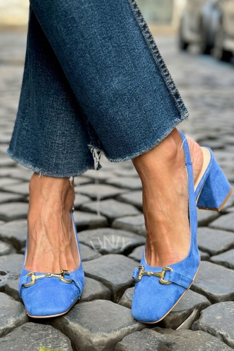 Majken – Slingback med blockklack i mocka