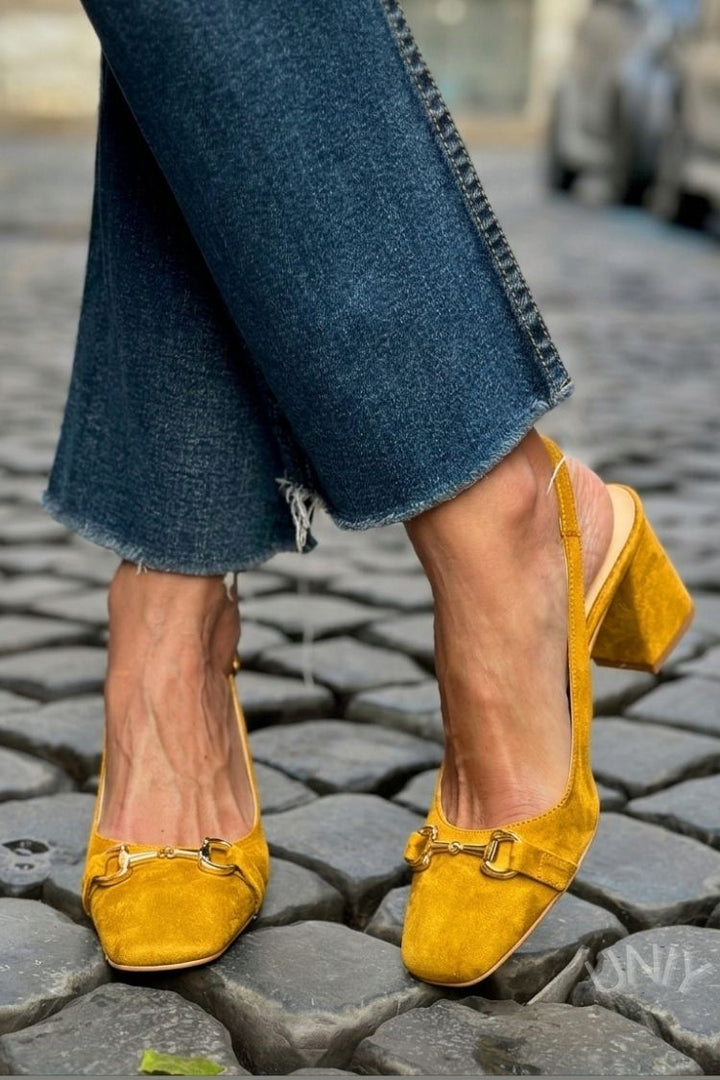 Majken – Slingback med blockklack i mocka