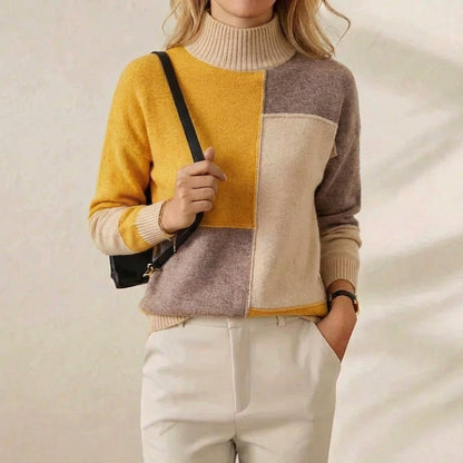 Jofrid – Stickad polotröja med colour block