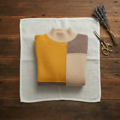Jofrid – Stickad polotröja med colour block