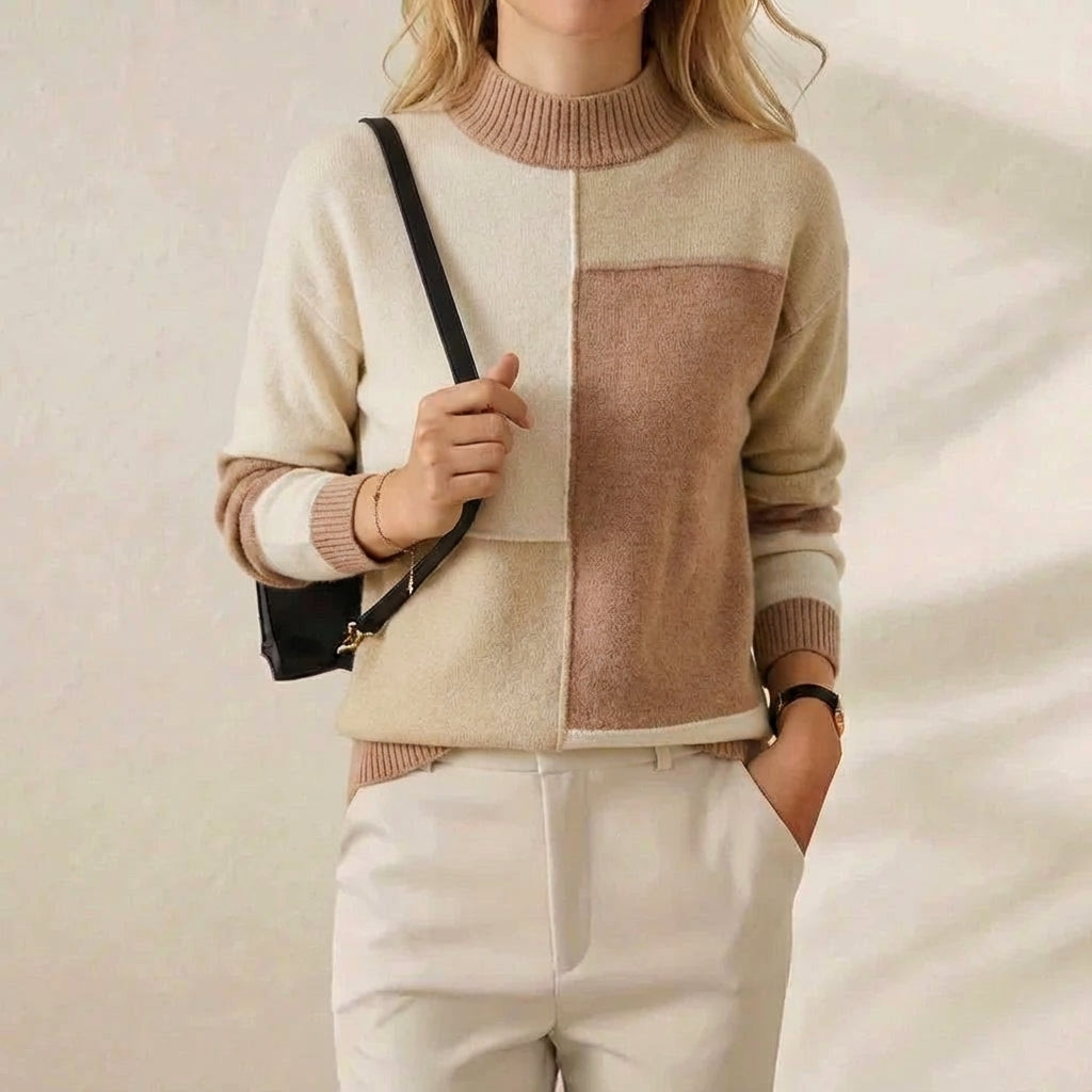 Jofrid – Stickad polotröja med colour block