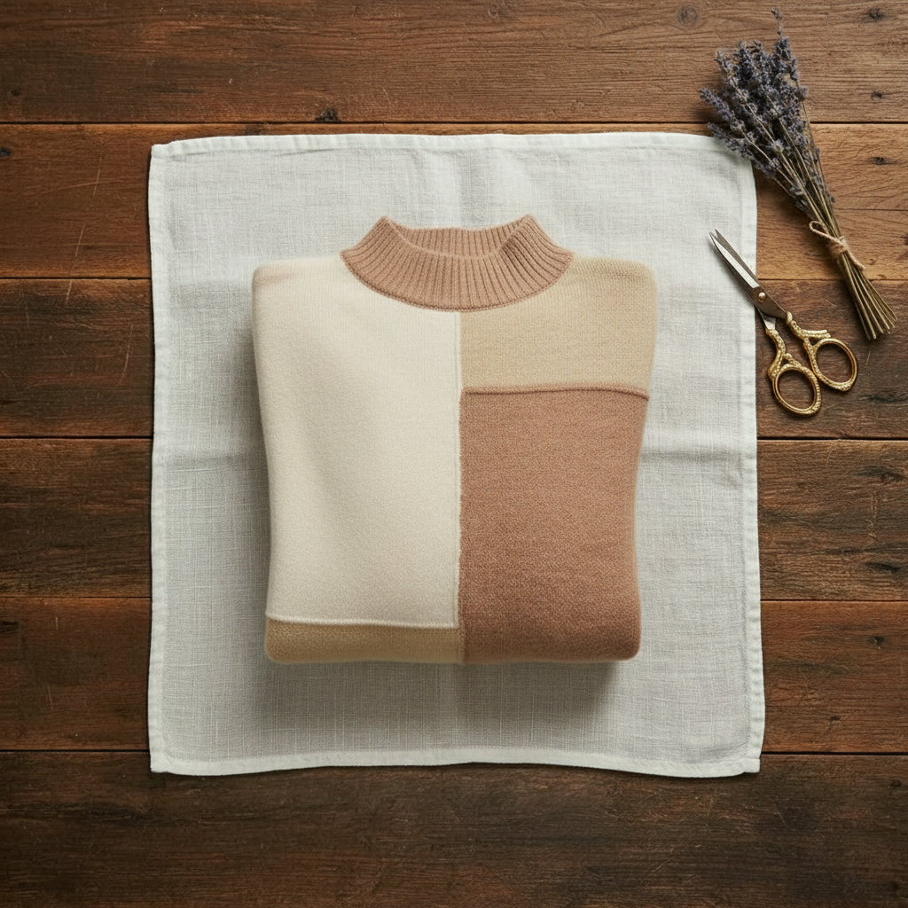 Jofrid – Stickad polotröja med colour block