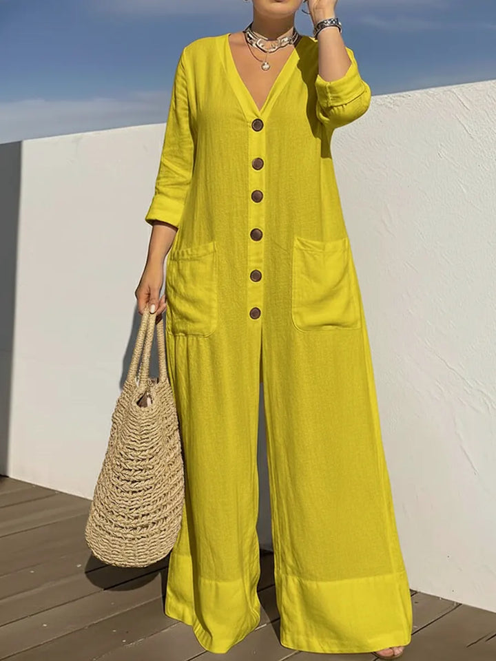 Alma – Avslappnad jumpsuit i linneblandning