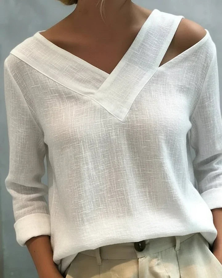 Felicia – Axelbandslös topp med V-ringning